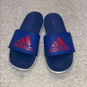 boys red adidas slides